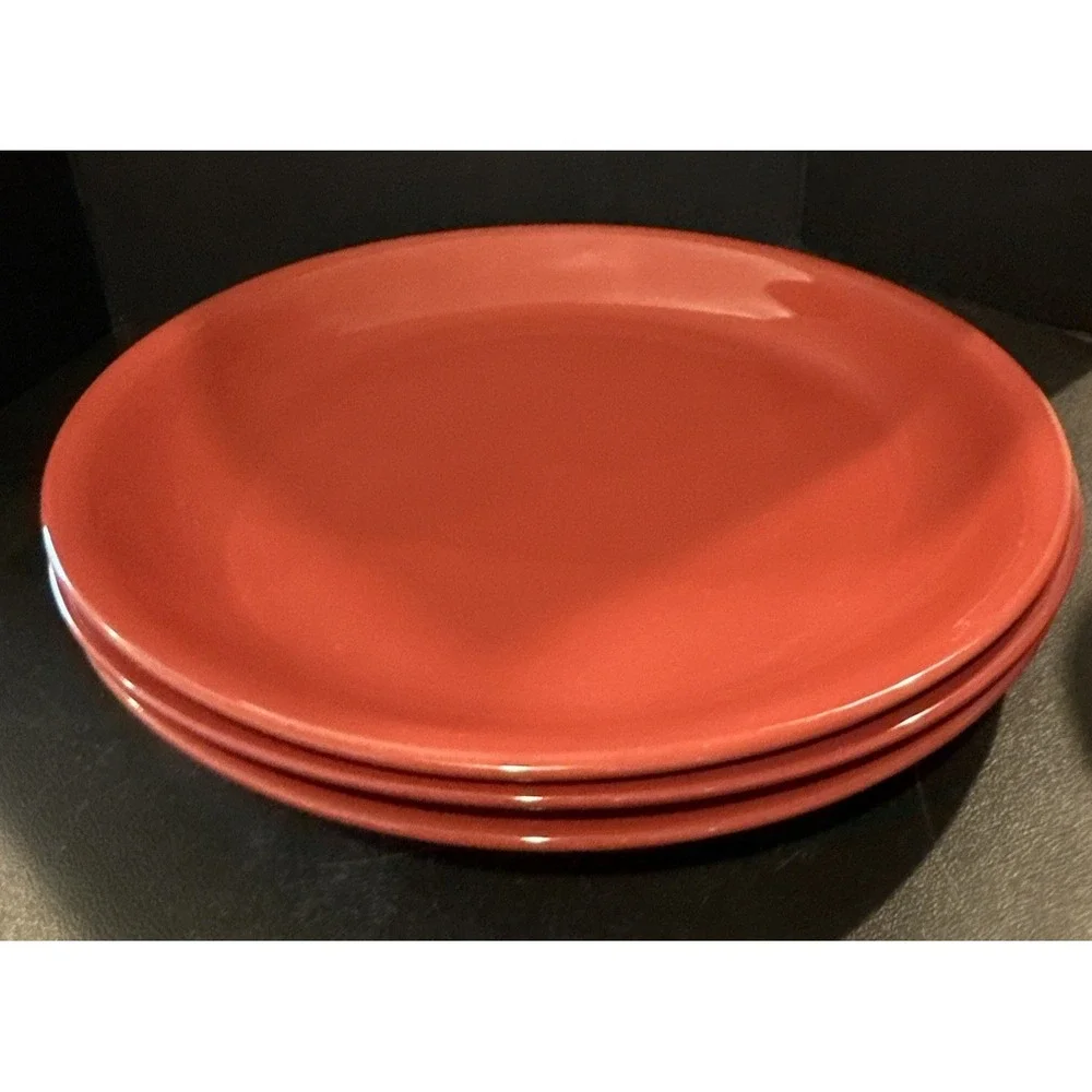 Mainstays Red Stoneware Stackables Dinner Plates Plate Set Of 3
